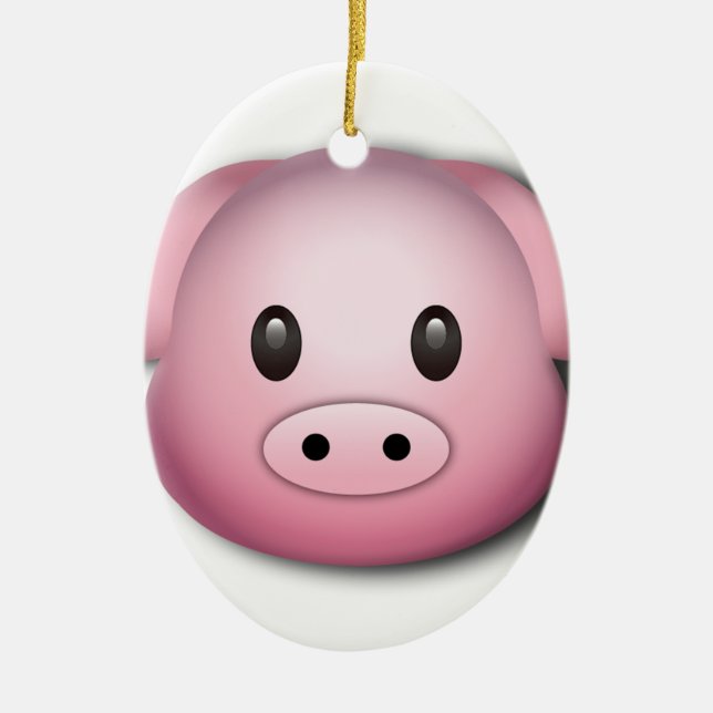 Oink Oink Cute Pig Ceramic Ornament (Front)