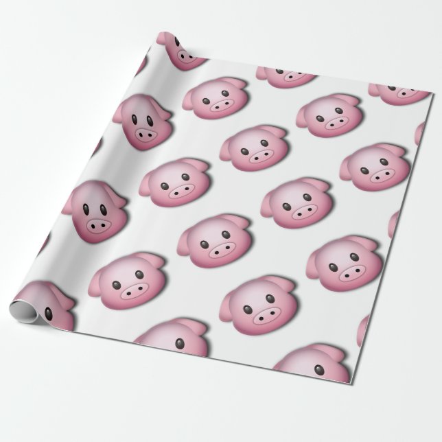 Oink Oink Cute Pig Wrapping Paper (Unrolled)