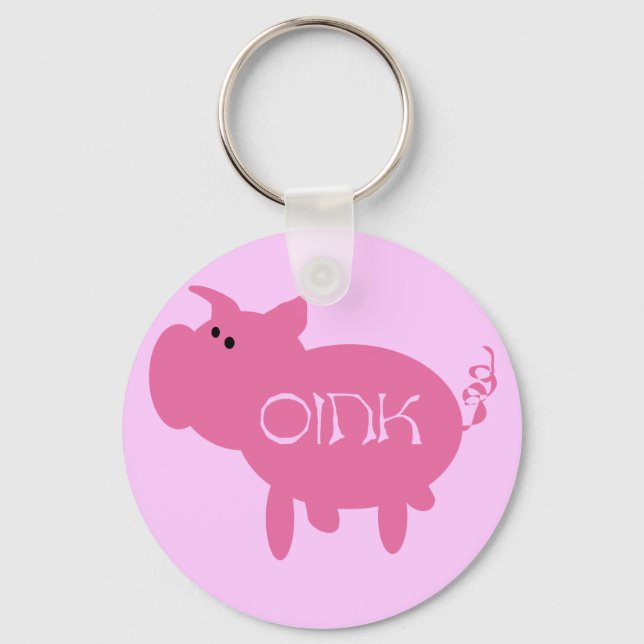Oink Pink Pig Tshirts and Gifts Keychain (Front)