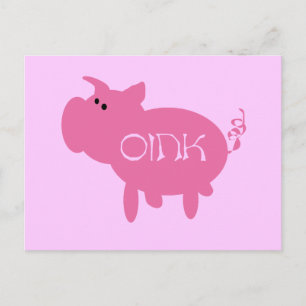 Oink Pink Pig Tshirts and Gifts Postcard