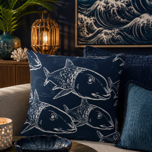 Oio - Hawaiian bonefish print pattern Throw Pillow