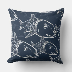 Oio - Hawaiian bonefish print pattern Throw Pillow