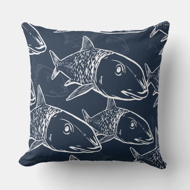 Oio - Hawaiian bonefish print pattern Throw Pillow (Front)
