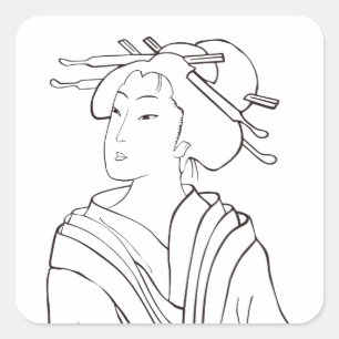 Oiran Square Sticker