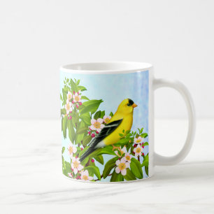 Oiseau américain de chardonneret dans la tasse de