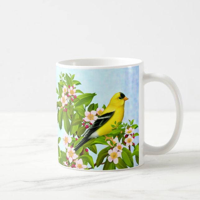 Oiseau américain de chardonneret dans la tasse de (Droite)