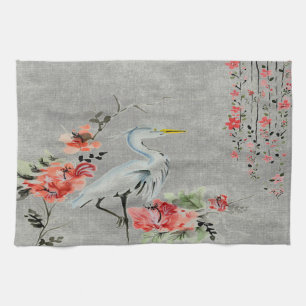 Oiseau asiatique de grue de fleur de serviette de