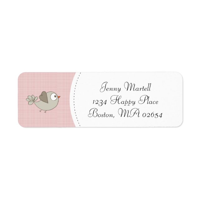Oiseau bébé rose blush | Adresse (Devant)