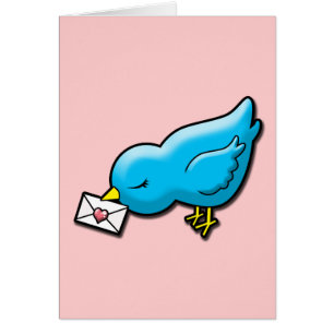 Oiseau bleu avec la lettre d'amour