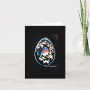 Oiseau bleu dans la carte vierge de pommier
