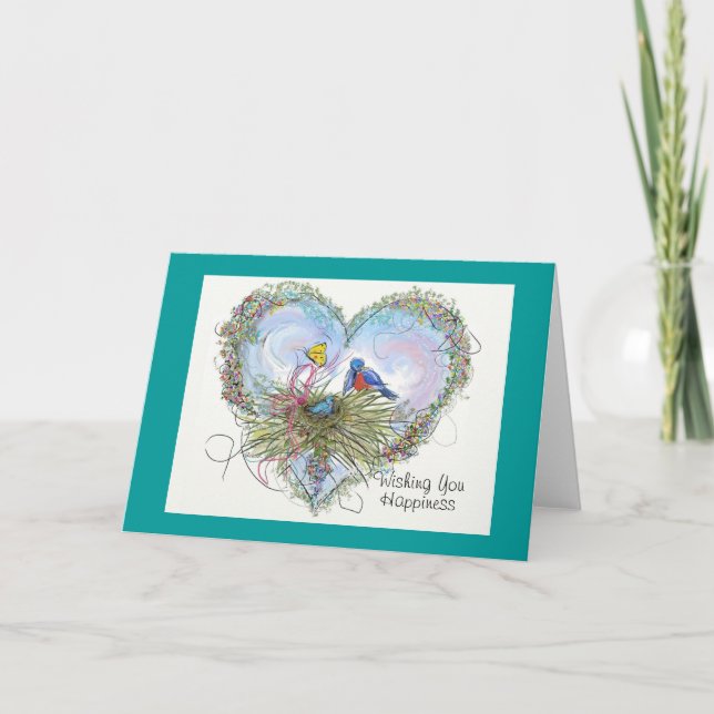 Oiseau bleu de la carte de bonheur - customisée (Devant)