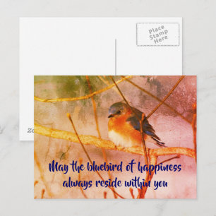 Oiseau bleu du bonheur Carte postale d'art de la n