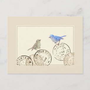 Oiseau Bleu Tu Me Manques Carte Postale Ancienne F