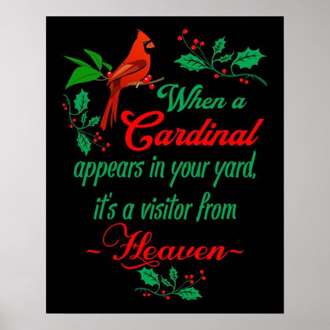 Oiseau cardinal rouge - Citations de Noël Poster (Devant)