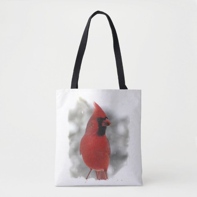 Oiseau cardinal rouge dans le sac fourre-tout à (Devant)