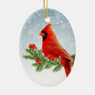 Oiseau cardinal rouge Joyeux ornement de Noël
