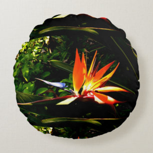 Oiseau Coloré De Paradise Fleur Coussin