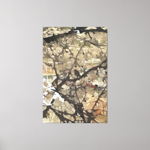 Oiseau dans la toile étirée de l'arbre Imprimer
