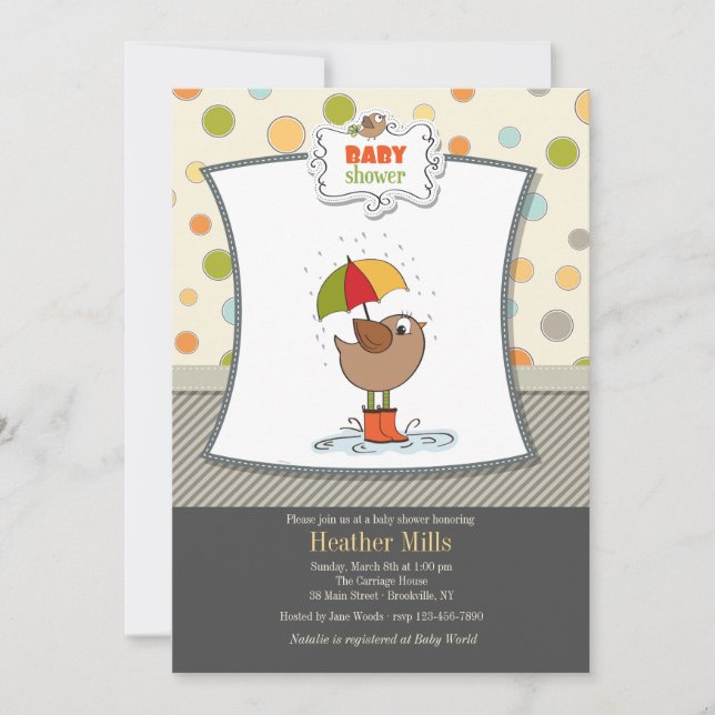 Oiseau dans les bottes Invitation à la douche (Devant)