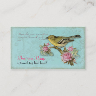 Oiseau dans les cartes de visite roses de roses