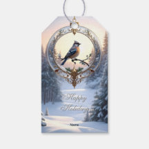 Oiseau dans un ornement de Noël Étiquette de cadea