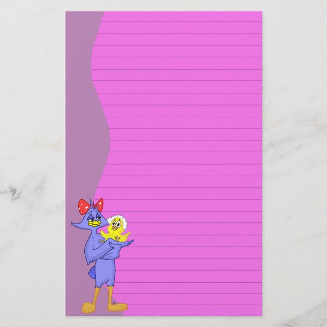 Oiseau de bébé et papeterie d'oiseau de mère (Devant)