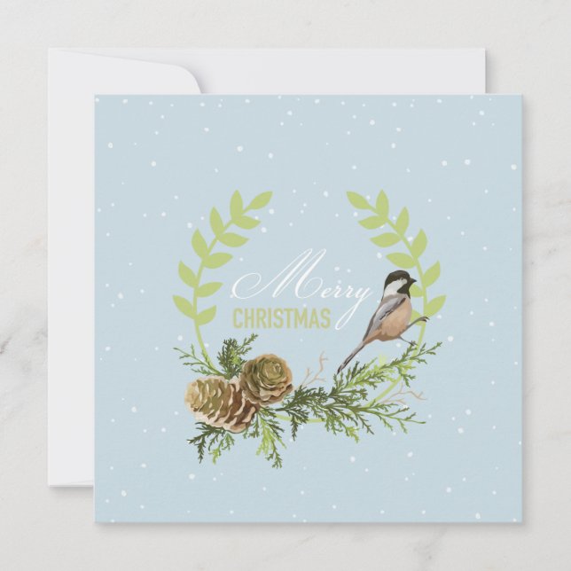 Oiseau de carte de Noël, Noël de cônes de pin (Devant)