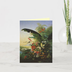 Oiseau De Fleurs Paradisiaques Joyeux Carte de rem