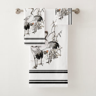 Oiseau de grue de Bairei Faune Ensemble de serviet