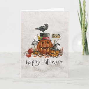 Oiseau de Halloween et carte de voeux noirs de