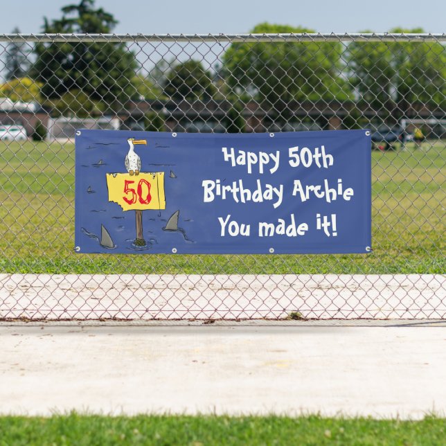 Oiseau de mer amusant entouré de la bannière de de (En situation)
