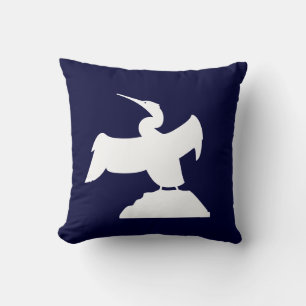 OISEAU DE MER. BLANC sur coussin bleu