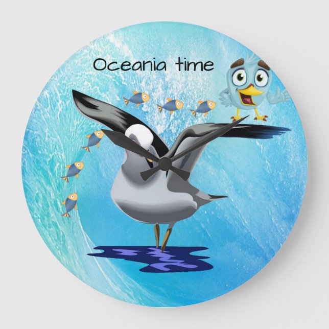 Oiseau de mer Poisson Horloge d'onde de l'océan (Recto)