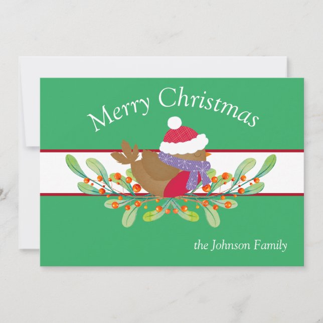 Oiseau De Noël Sur Une Carte Vacances Appartement (Devant)