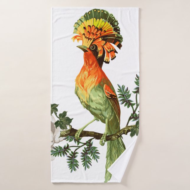 Oiseau de Paradis et fleurs exotiques sur un fond  (Serviette de bain)