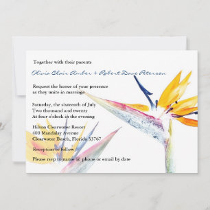 Oiseau de paradis Faire-part de mariage à fleurs