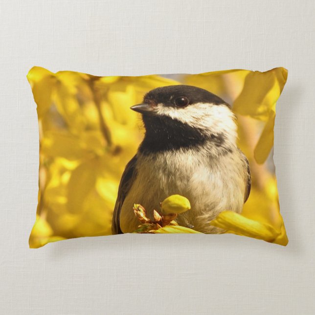Oiseau de poulet en fleurs jaunes Coussin d'ascens (Devant)