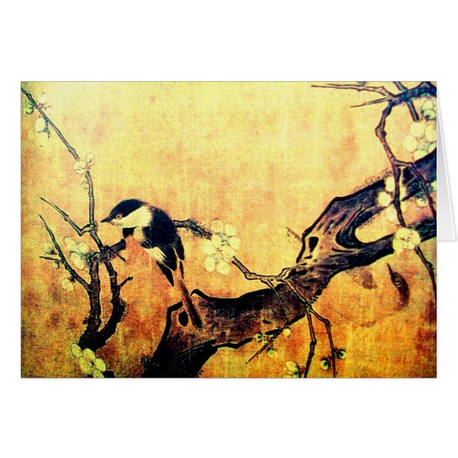 OISEAU DE PRINTEMPS, ARBRE DE FLEURS, Parchemin d' (Devant horizontal)