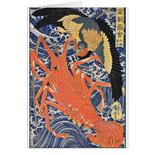Oiseau et homard Bois japonais Ukiyo-E