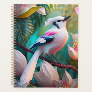Oiseau Fantastique à Crête Blanche et Poitrine Ros