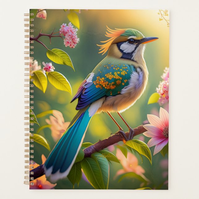 Oiseau fantastique à tête verte et ailes de sarcel (Devant)