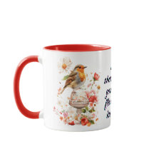 Oiseau floral avec tasse de glace