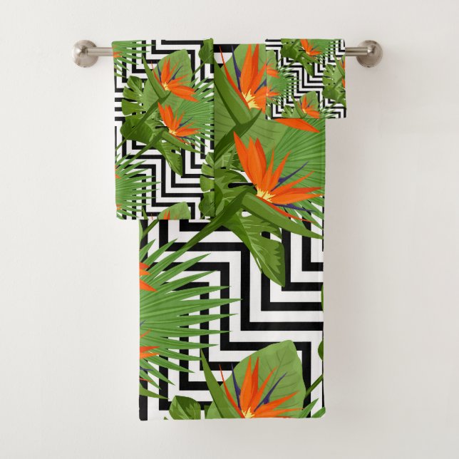 Oiseau floral de Paradise Chevron Motif Strelitzia (En situation)