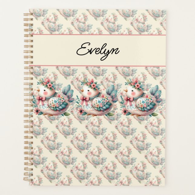 Oiseau folklorique floral au charme Pastel Boho (Devant)