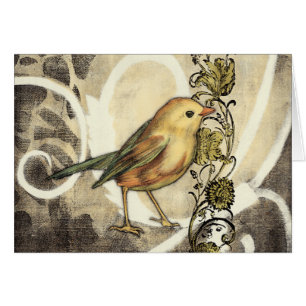 Oiseau jaune et vert sur l'arrière - plan vintage