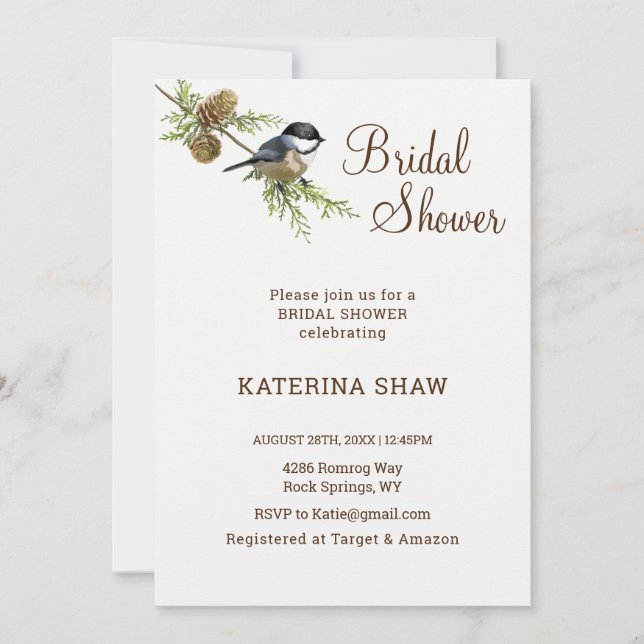 Oiseau Nature Invitation nuptiale douche (Devant)