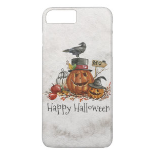 Oiseau noir d'Halloween et Citrouilles   Coque de 