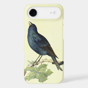 Oiseau noir élégant vintage jaune