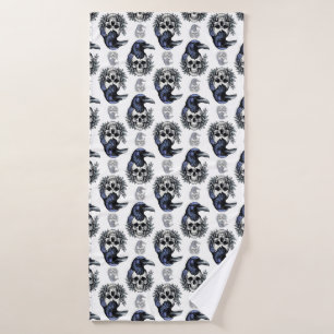 Oiseau noir sur un crâne Goth Design Motif