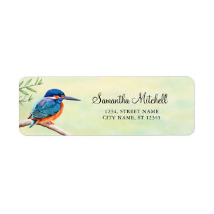 Oiseau orange bleu d'aquarelle de martin-pêcheur